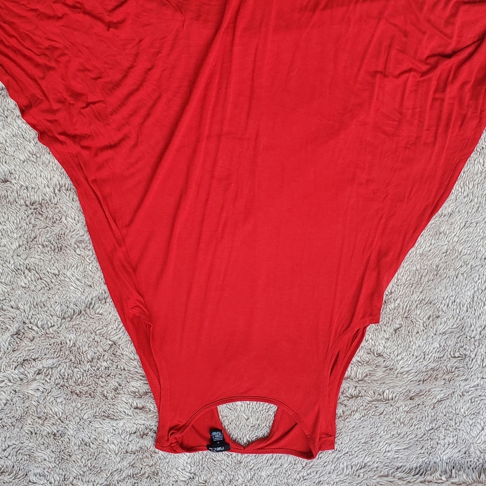 Red Flowing T-shirt Dress